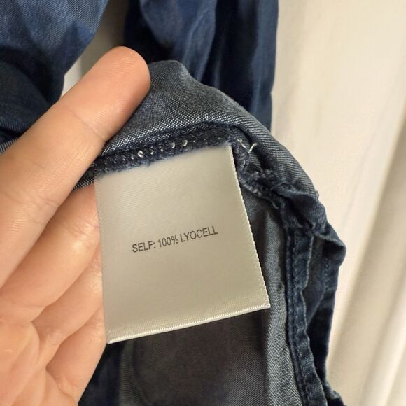 Jane Delancey Chambray Blouse Women Small Blue Button Up Long Sleeve Lightweight - Picture 6 of 12